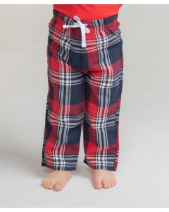 Larkwood Tartan Lounge Trousers - Brushed Cotton Elastic Waist Fit, Full Elasticated Waist, Contrast Mock Drawcord