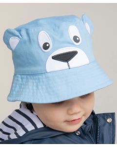 Larkwood Character Bucket Hat - Embroidered Detail for Kids Wear, Top Stitched Brim Details, Elasticated Back, Facial Features