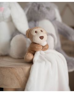 Mumbles Monkey Comforter - Soft Plush, Baby Comfort Blanket with Zip Access Embroidery, Double Layer Security Blanket