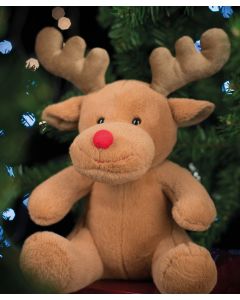 Mumbles Reindeer - Plush Toy, Soft, Stuffed Animal Gift, Teddy with Antlers, Red Nose, Kids Baby Safe, Neatly Stitched