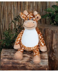 Mumbles Zippie Giraffe - Soft Plush Toy with Zip Access, Removable Stuffing, Embroidery Ready, Customisable Teddy Gift