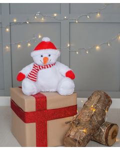 Mumbles Zippie Snowman - Plush Soft Toy with Zip Access, Personalised Christmas Teddy, Embroidery & Sublimation Ready Gift
