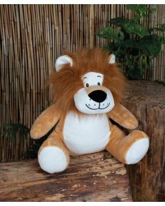 Mumbles Zippie Lion - Plush Soft Toy, Personalised Stuffed Lion Teddy with Zip Access for Embroidery & Print Gift