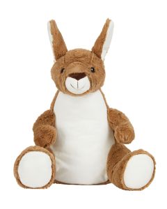 Mumbles Zippie Kangaroo - Soft Plush Teddy Toy for Embroidery & Printing, Customisable Stuffed Animal Gift with Zip Access