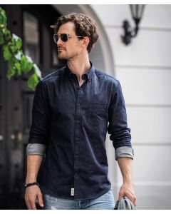 Torrance Slim Fit Raw and Stylish Denim Shirt – Button-Down Collar, Stretch Material, Chest Pocket