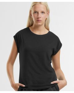 New Morning Studios Women’s Extended Shoulder Tee - Loose Fit, Round Neck, Short Sleeve, Organic Cotton T-Shirt