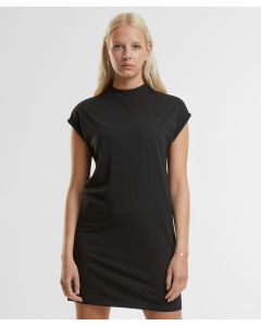 New Morning Studios Women’s Extended Shoulder Dress – Organic Cotton, Relaxed Fit, Thigh Length, Round Neck, Minimalist Dress
