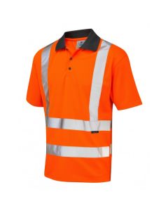 Leo Workwear ROCKHAM EcoViz Performance Polo Shirt – Hi-Vis, Contrast Collar, Short Sleeves, Split Hem, 3-Button