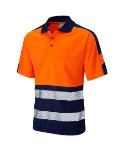 Leo Workwear WATERSMEET EcoViz Performance+ Dual Colour Polo Shirt – Hi-Vis, Split Hem, Short Sleeves, 3-Button