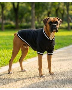 Portman & Pooch Dog’s Varsity Jacket – Satin-Finish Pet Jacket, Stretch Woven Fabric, and Collegiate-Inspired Design