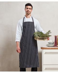 Premier Striped Bib Apron – Butcher’s Style, Unisex, Full Length, Vertical Stripes, Adjustable Neckband