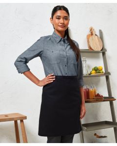 Premier Women’s Cotton Waist Apron – Organic & Fairtrade Certified, Adjustable Waistband with Self-Fabric Ties, Mid-Length