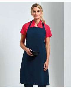 Premier Waterproof Bib Apron – Adjustable Neckband & Self-Fabric Tie, Plain Finish, Knee-Length Flared Drop