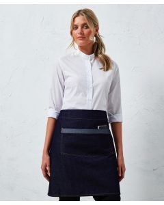 Premier Domain Contrast Denim Waist Apron – Two Large Metal Eyelets, Large Centre Pocket with Two-Tone Denim Effect