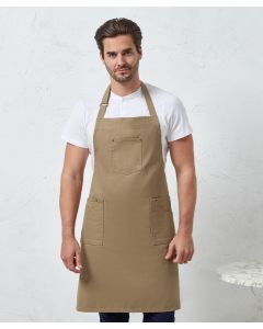 Premier Chino Cotton Bib Apron – Stylish, Durable, Stitched Patch Pocket & Two Side Pockets