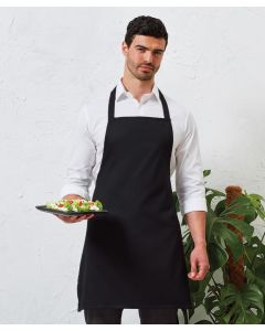 Premier Essential Bib Apron – Adjustable Self-Fabric Tie, Smooth Plain Finish, Knee-Length Flared Drop