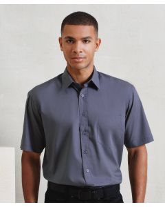Premier Short Sleeve Poplin Shirt – Stiffened Formal Cut Collar, Left Breast Pocket