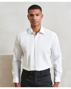 Premier Supreme Poplin Long Sleeve Shirt – Point Collar, Front Button Placket, Button Cuffs fit Cufflinks, Semi-Fitted