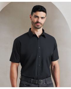 Premier Supreme Poplin Men’s Short Sleeve Shirt – Front Button Placket, Semi-Fitted, Stiff Collar, Plain Heavy Weave