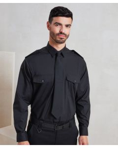 Premier Long Sleeve Pilot Shirt – Men’s Security Workwear, Epaulette Tabs, Two Button Chest Pockets, Lightweight, Multiple Sizes