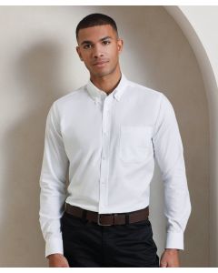 Premier Signature Oxford Long Sleeve Shirt – Wrinkle Free, Button Down Collar, Back Pleats, Button Fastened Cuffs