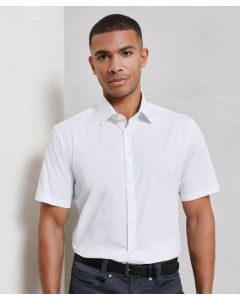 Premier Stretch Fit Cotton Poplin Short Sleeve Shirt –  Soft, Fitted Style with Stiffened Cut-Away Collar, Lightweight, Multiple Colours