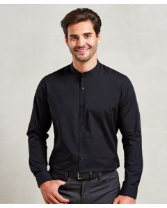 Premier Banded Collar Grandad Long Sleeve Shirt – Lightweight, Formal Wear Shirt