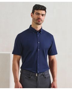 Premier Supreme Men’s Oxford Shirt – Short Sleeves, Buttons, Pleated Yoke