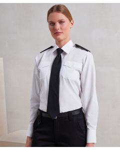 Premier Women’s Long Sleeve Pilot Shirt – Classic Fit, Stiffened Collar with Long Sleeves