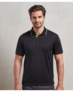 Premier Contrast Coolchecker® Polo T-Shirt – Short Sleeves, Polo Collar, 3-Button Placket, Straight Hem