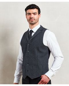 Premier Men’s Herringbone Waistcoat – Wool Blend, 5-button, Lapel Collar, Lined