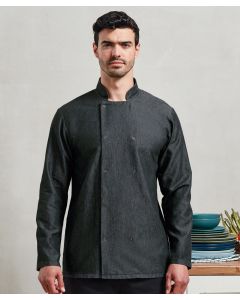 Premier Denim Chef's Jacket – Long Sleeve, Unisex, Mandarin Collar, Contemporary Style