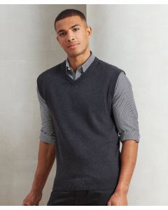 Premier Sleeveless Knitted Sweater – Unisex, Acrylic, 12 Gauge Fine Knit, V-Neck, Ribbed Hem & Armholes