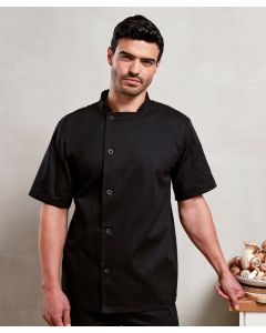 Premier Chef's Essential Short Sleeve Jacket – Unisex, 5-Button Wrap Close, Double Pen Pocket