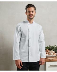 Premier Chef's Essential Long Sleeve Jacket – Unisex, Resin 5-Button Wrap, Mandarin Collar