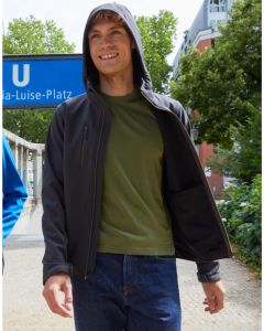 Clique Classic Softshell Hoody – Three Layer Softshell, Removable Hood, Adaptable Coverage, Three External Pockets