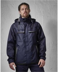 Jobman Workwear Shell Jacket - Front Pockets with Flap and Zip Closure, Three Internal Pockets, Detachable Hood, Windproof