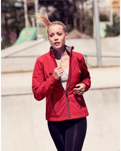 Printer Essentials Ladies Trial Softshell Jacket - Adjustable Sleeves with Velcro, Drawstring at Bottom Hem, Two Coloured Zippers