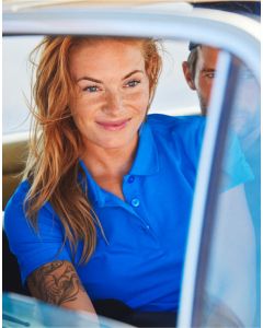 Printer Essentials Ladies Surf Stretch Polo – Neck Tape, Side Slits, Cuff at Bottom Sleeves, Pique with Stretch, 4 Button Front Placket