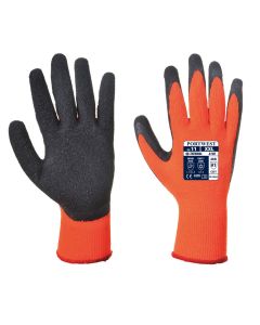 Portwest Thermal Grip Glove - Insulated Work Gloves with Secure Grip, Black Latex Crinkle Finish, Flexible Knit