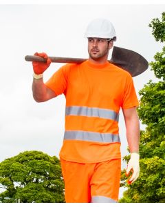 Portwest Cotton Comfort T-Shirt - Breathable Workwear Crew Neck Design, Retro Reflective Tape, Maximum Durability