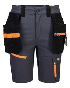 Portwest EV4 Detachable Holster Work Shorts - Stretch Panels, Pockets with Magnetic Flap Closure, Side Elastic Waist