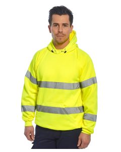 Portwest Hi-Vis Hooded Sweatshirt - Safety Work Hoodie, Brushed Back for Extra Warmth and Comfort, Superior Strength