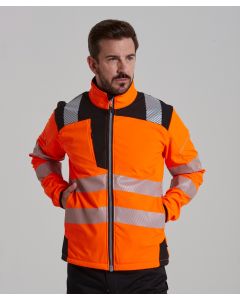 Portwest Hi-Vis Softshell Jacket - Durable Workwear Zip Front Coat, Drawcord Adjustable Hem, Reflective Trim