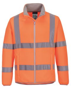 Portwest Eco Hi-Vis Fleece Jacket EC70 - Full Zip Safety Layer, Anti-Pill Durable Fleece Fabric, Reflective Tape. Internal Phone Pocket