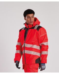 Portwest PW3 Hi-Vis Winter Jacket - Insulated Weather Protection, Contrast Fleece Collar for Protection Against Dirt