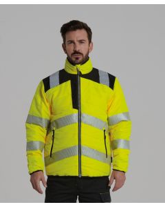 Portwest PW3 Hi-Vis Baffle Jacket – Elastic Bound Hem and Cuffs for Comfort and Warmth, Fully Lined and Padded