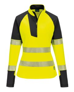 Portwest Women’s PW3 Hi-Vis ¼-Zip Sweatshirt – Thumbhole for Secure Fit, One Zip Back Pocket, Chin Guard with Internal Storm Flap