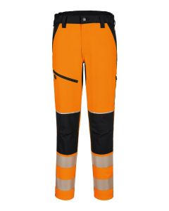 Portwest PW3 Hi-Vis Stretch Trousers – Two Back Pockets with Flap and Stud Closure, Key Loop, Contrast Panels for Protection