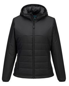 Portwest Women’s Professional Hooded Insulated Baffle Jacket - Ergonomically Shaped Hood, Front Zip Opening